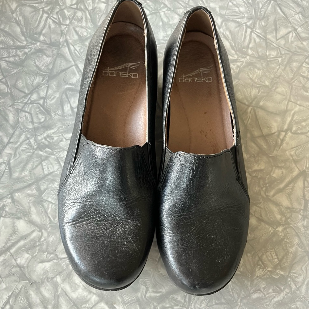 Dansko Women's Black Leather Loafers, 37, 6.5 - 7